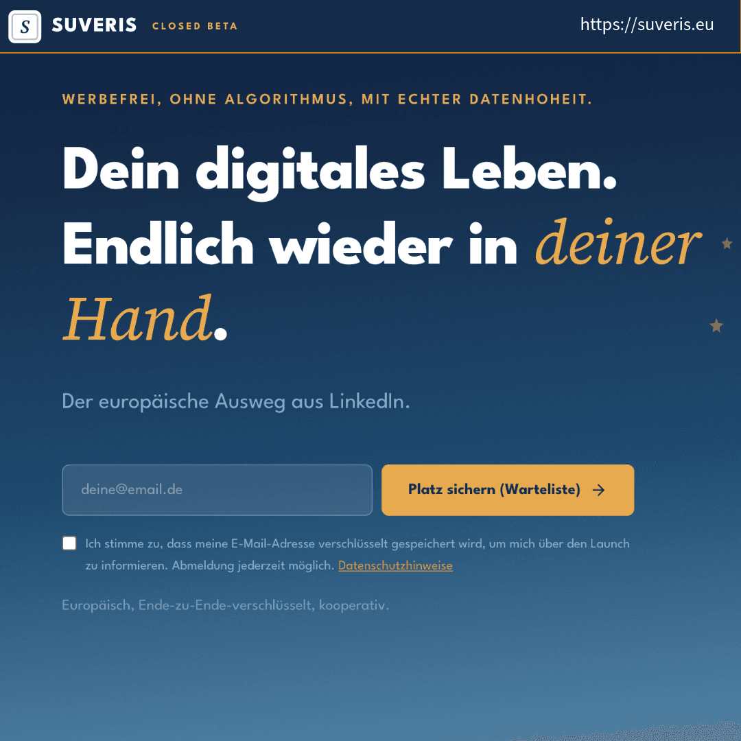 Suveris Hero-Visual mit Claim